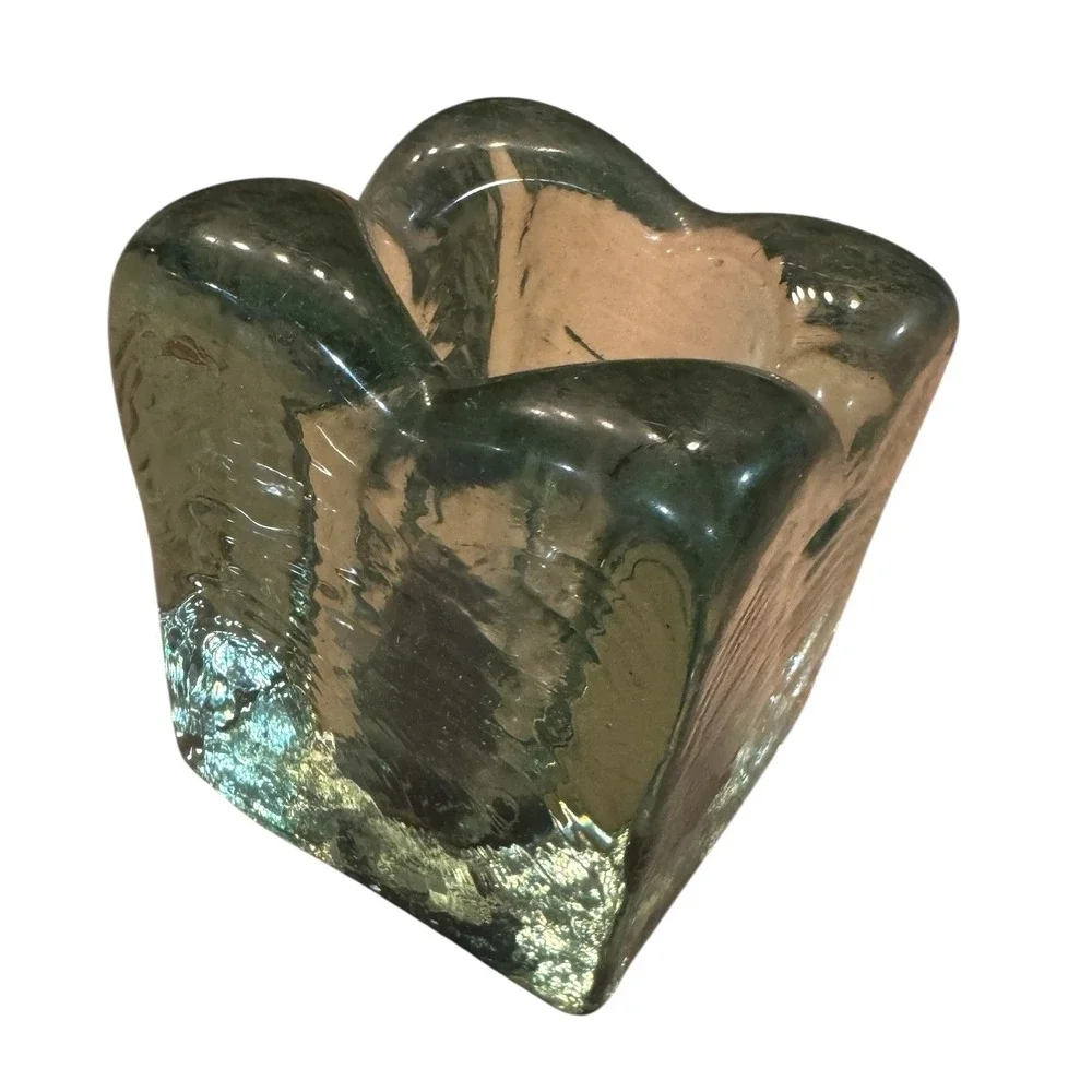 Mesa International Handcrafted Mexico Glass Wrought Iron Leaf Votive Holder